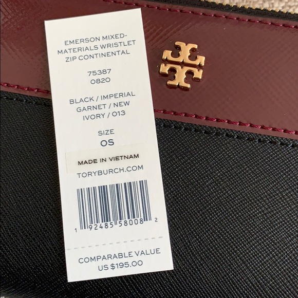 Tory Burch Bags Tory Burch Emerson Wristlet Zip Continental Black